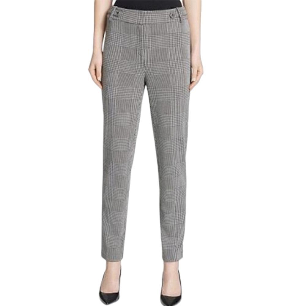 EC CALVIN KLEIN PLAID ZIP-UP STRETCH ANKLE PANTS SZ.4